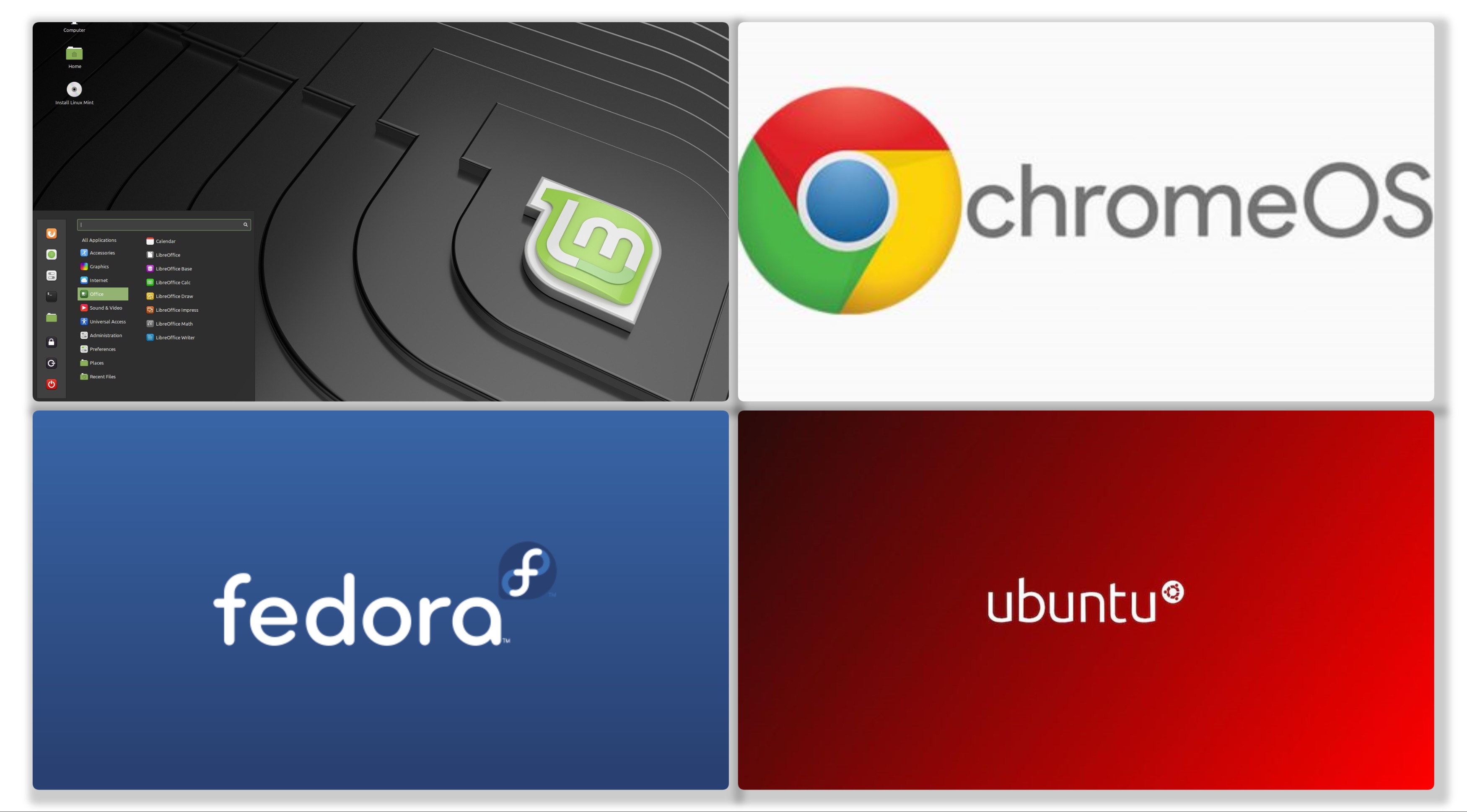 Логотипы Linux Mint, Chrome OS и Windows 10 Логотипы Linux Mint, Chrome OS и Windows 10
